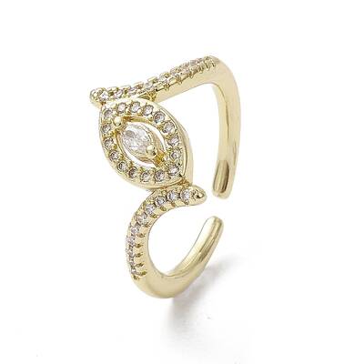 Rack Plating Brass Micro Pave Cubic Zirconia Open Cuff Rings