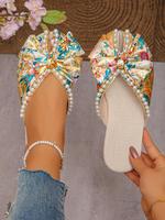 Women's Fashionable Ditsy Floral Pattern Slides, Fancy Sandals, Boho Style Slides, Cute Comfortable Flat Slippers for Daily W...