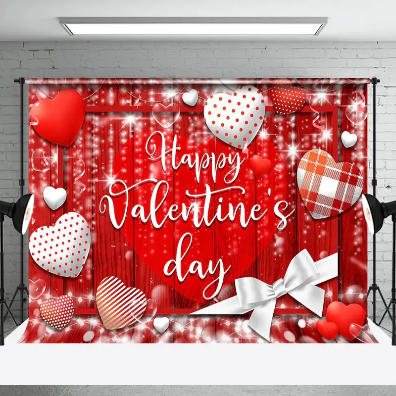Aperturee Red Heart Romantic Wood Grain Valentines Day Backdrop | Valentine Photo Backdrop | Valentine'S Day Backdrops | Happ...