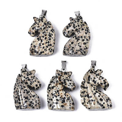 Carved Natural Dalmatian Jasper Pendants