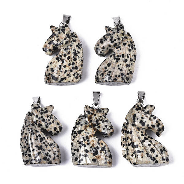 Carved Natural Dalmatian Jasper Pendants
