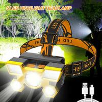 10000LM COB LED Headlamp USB Rechargeable Head Light Flashlight Torch Lamp, LED Headlamp Rechargeable Headlight Zoomable Head...
