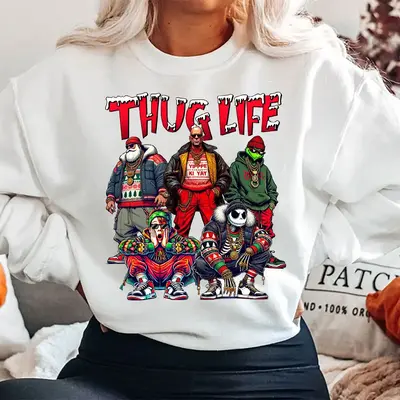 THUGLIFE Christmas Shirt, Christmas Movies Shirt, Xmas Graphic Tee Comfort Cotton Fabric Top Fit Hoodie Womenswear Sweatshirt...