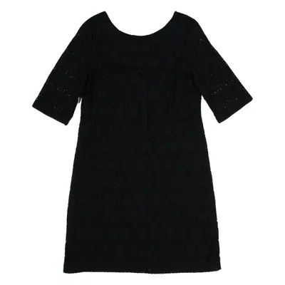 MONSOON Womens Day Dress Black Lace Short Sleeve Knee Length UK 12