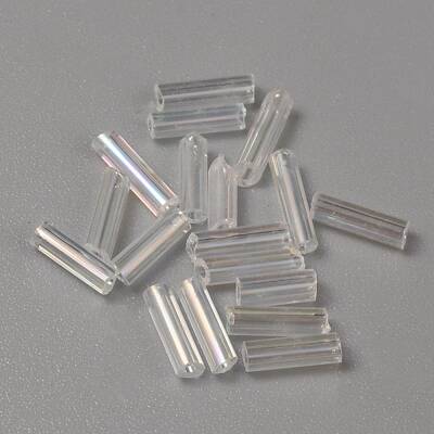 300Pcs Transparent Glass Round Bugle Beads