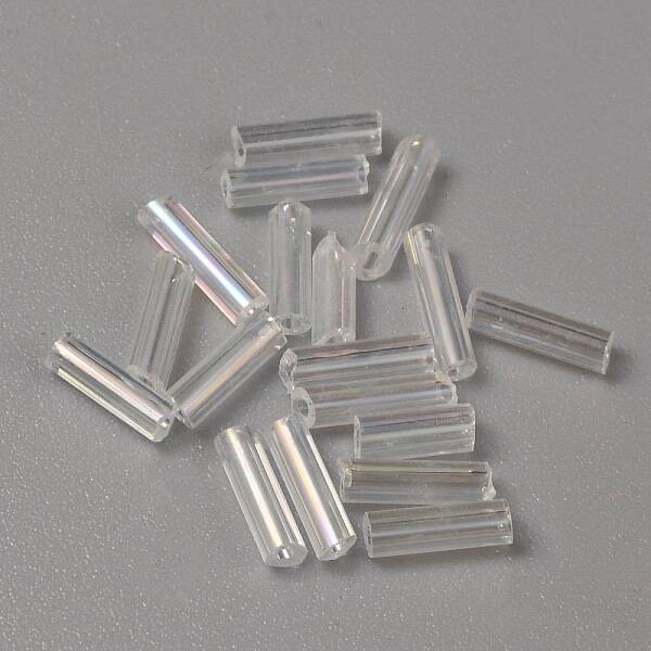 300Pcs Transparent Glass Round Bugle Beads