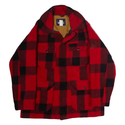 WOOLRICH Mens Chore Coat Red Wool Check L