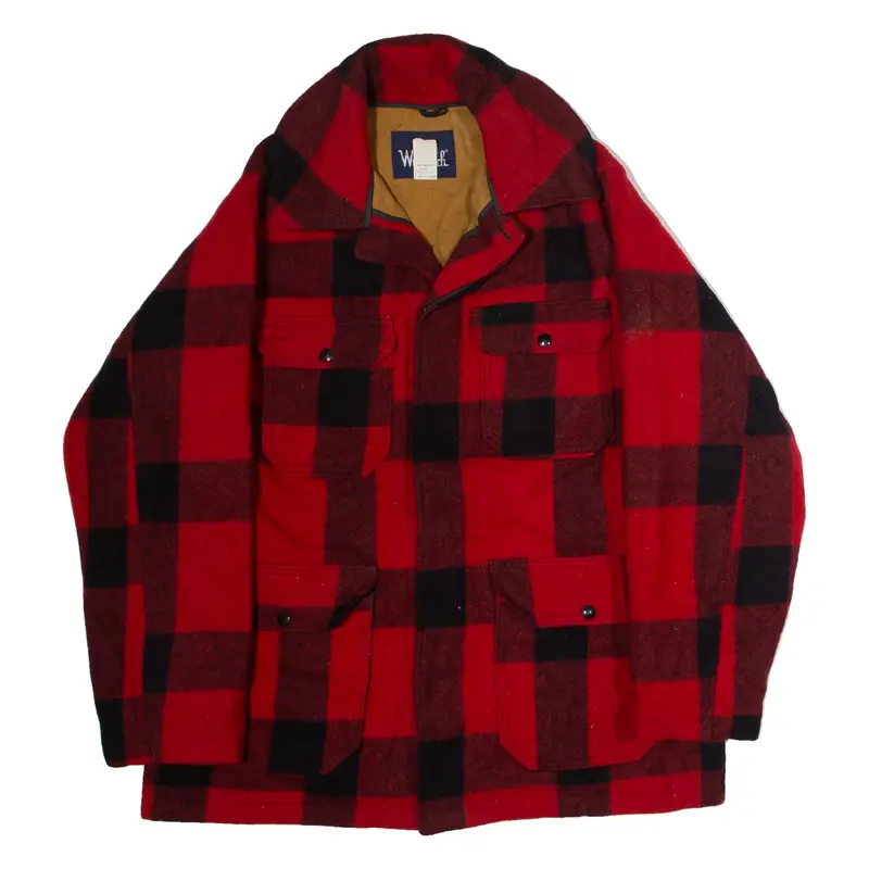 WOOLRICH Mens Chore Coat Red Wool Check L