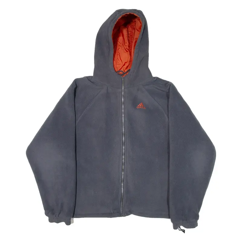 ADIDAS Reversible Mens Fleece Jacket Blue Hooded M
