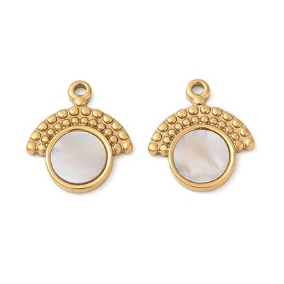 304 Stainless Steel Natural White Shell Pendants
