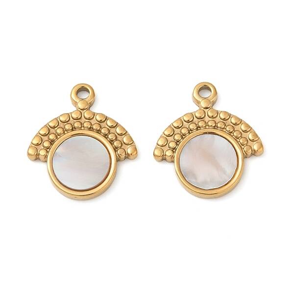 304 Stainless Steel Natural White Shell Pendants