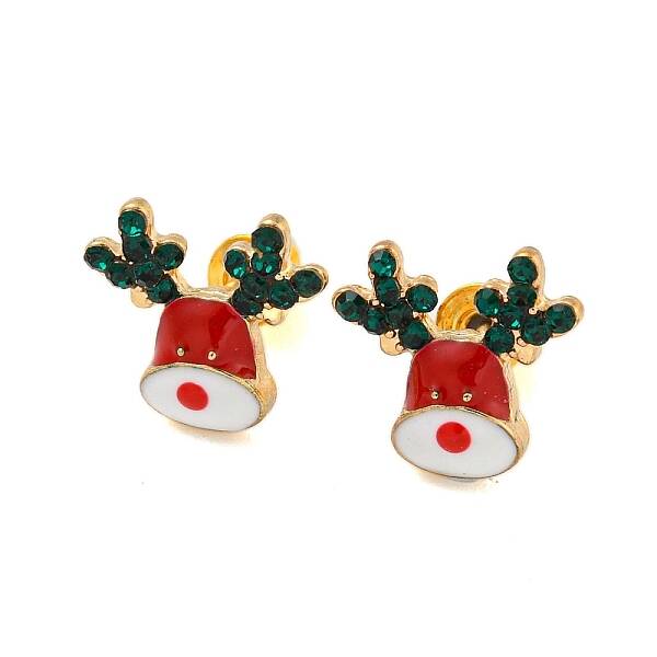 Christmas Alloy Emerald Rhinestone Stud Earrings for Women
