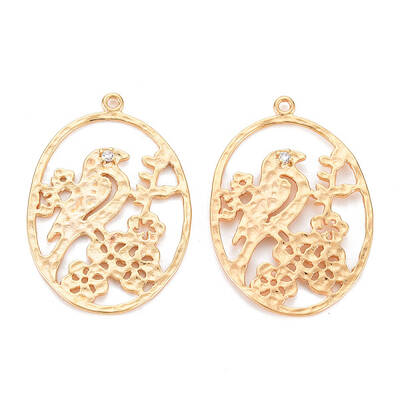 Brass Micro Pave Clear Cubic Zirconia Pendants