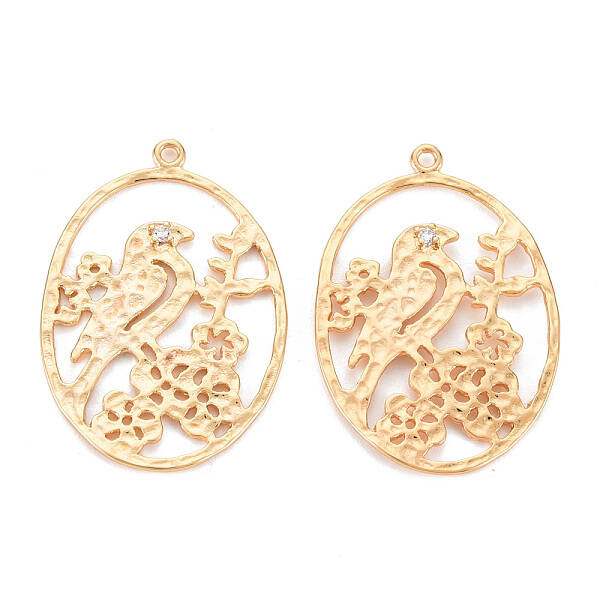 Brass Micro Pave Clear Cubic Zirconia Pendants