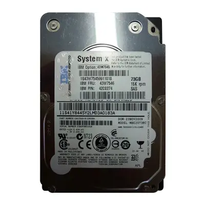 43W7545 IBM 73.4GB 3Gb/s SAS 15000 2.5-inch 16MB Hard Drive