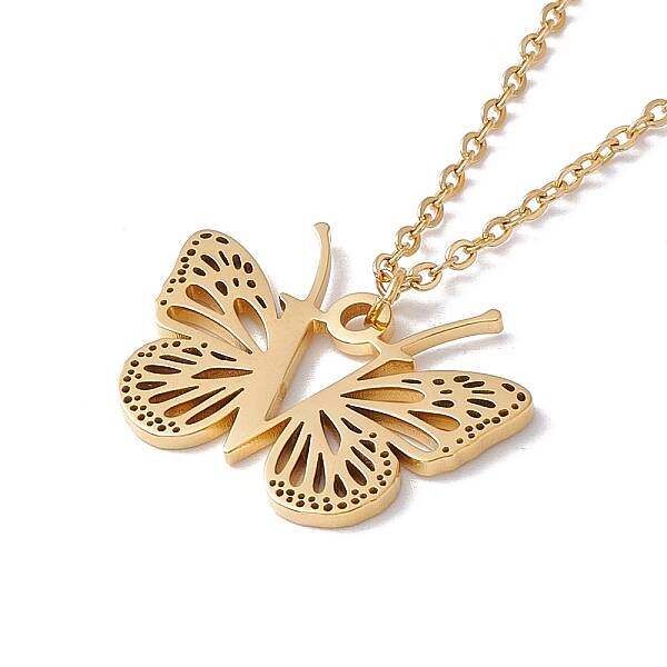 Initial Letter with Butterfly Pendant Necklace