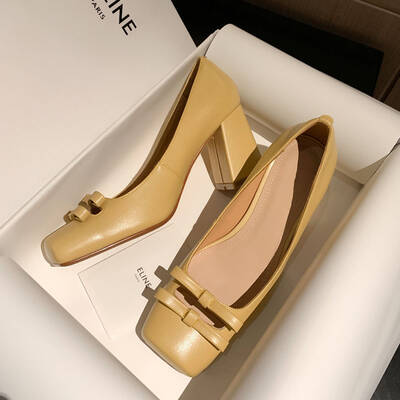 CHIKO Nachine Square Toe Block Heels Pumps Shoes