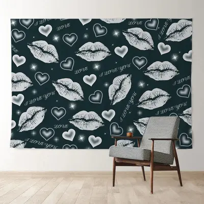 Aperturee Grey Theme Kiss Heart Happy Valentines Day Backdrop
