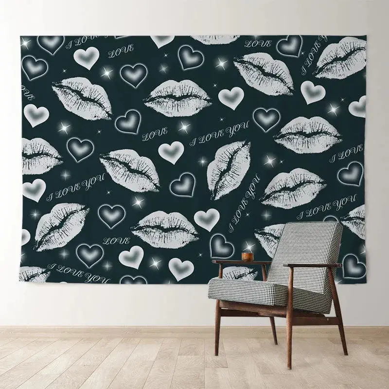 Aperturee Grey Theme Kiss Heart Happy Valentines Day Backdrop