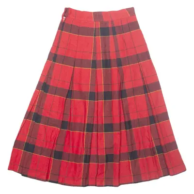 CAREER CLOTHES Womens Pleated Skirt Red Midi Plaid XXS