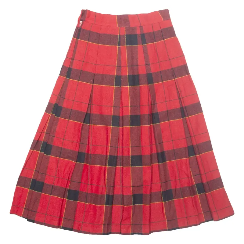 CAREER CLOTHES Womens Pleated Skirt Red Midi Plaid XXS