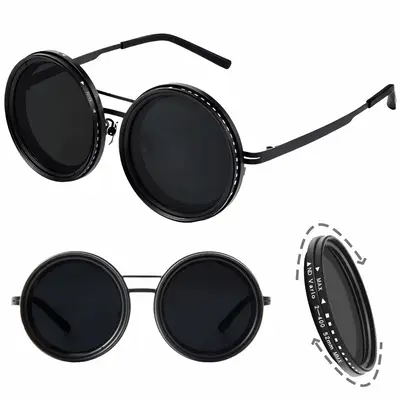 Rounded Polarized Glasses, Adjustable Tint Sunglasses, 1-9 Gears Sunglasses, Beach Shady Rays Sunglasses with ND Filter Lense...