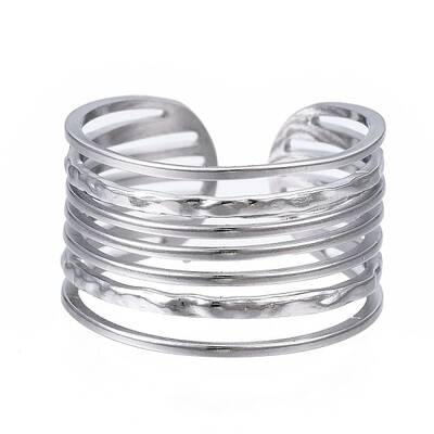 Non-Tarnish 304 Stainless Steel Multi-string Open Cuff Ring