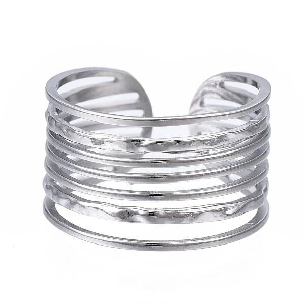 Non-Tarnish 304 Stainless Steel Multi-string Open Cuff Ring