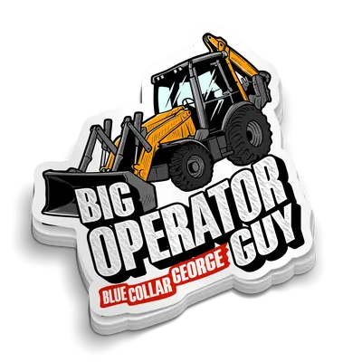 Blue Collar George - Big Operator Hard Hat Decal