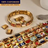 Italian Charms Bracelet Stainless Steel Friendship Bracelets-His & Hers Matching Sets with Custom Charms,Suitable for Couples...