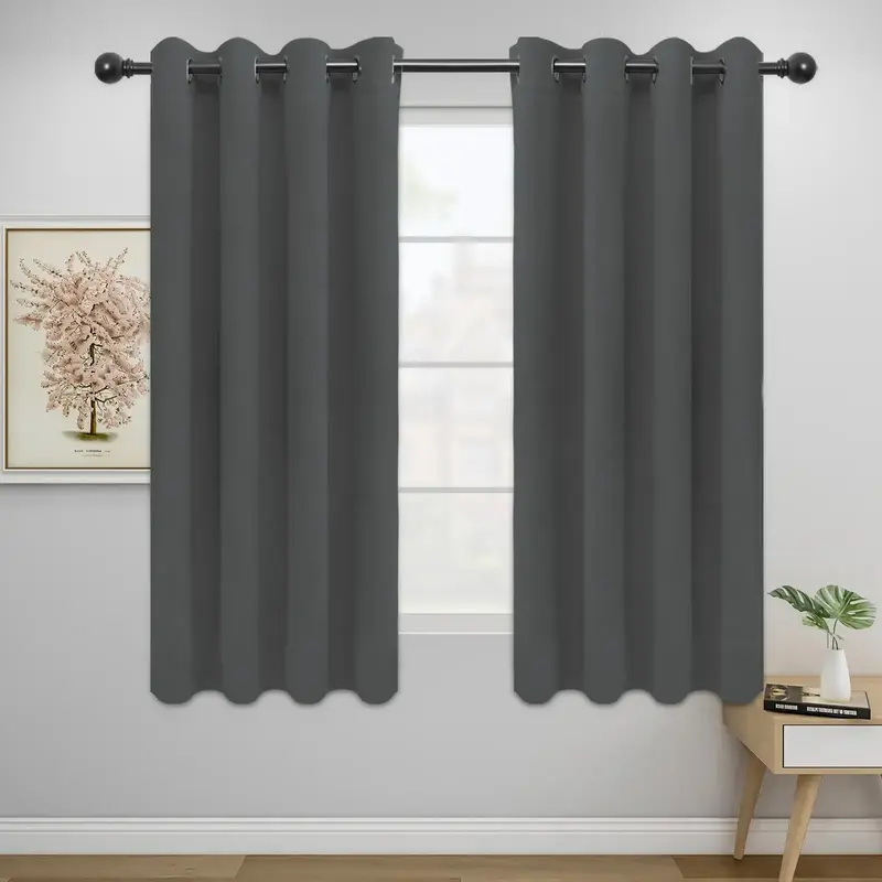 Easy-Going Blackout Curtains for Bedroom, Solid Thermal Insulated Grommet and Noise Reduction Window Drapes, Room Darkening C...