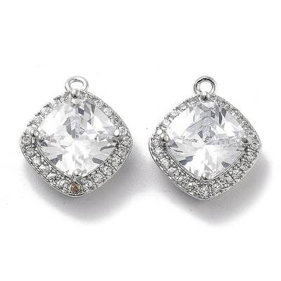 Brass Micro Pave Clear Cubic Zirconia Pendants