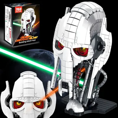 General Grievous Helmet Building Block Set Suitable for lego with base,Universal helmet,Featuring display racks,Helmet collec...