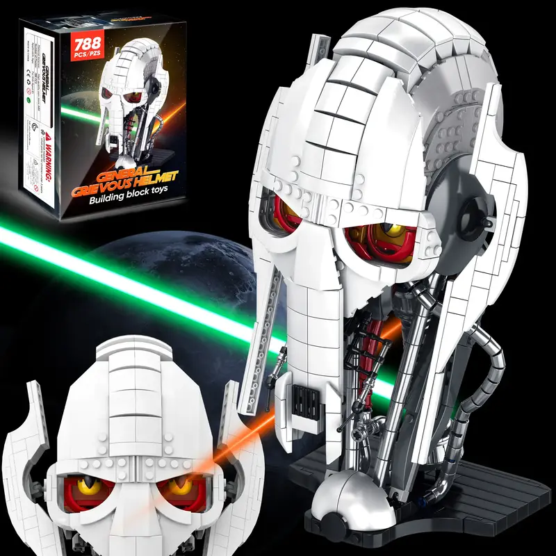 General Grievous Helmet Building Block Set Suitable for lego with base,Universal helmet,Featuring display racks,Helmet collec...