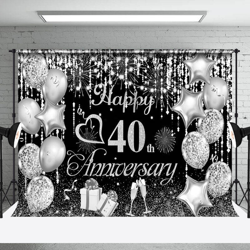 Aperturee Silver Balloon Champagne 40Th Anniversary Backdrop