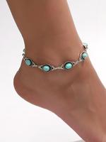 Vintage Turquoise Texture Anklet for Women, Fashion Retro Beaded Anklet for Party, Daily Decor, Trendy All-match & Exquisite ...