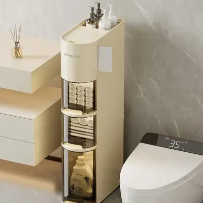UFORU Narrow 4 Tier Slim Bathroom Storage CabinetSkinny Storage with Drawers Toilet Paper Holder,Waterproof Movable Organizer...