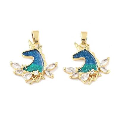 Brass Enamel Micro Pave Cubic Zirconia Pendants