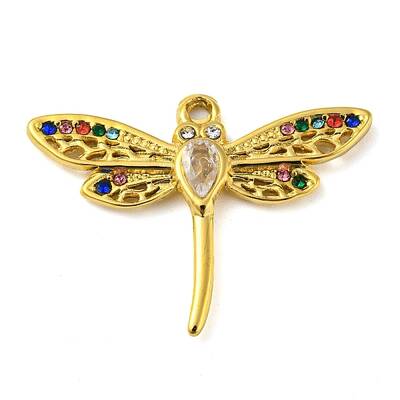 Ion Plating(IP) Real 18K Gold Plated 304 Stainless Steel Rhinestone Pendants