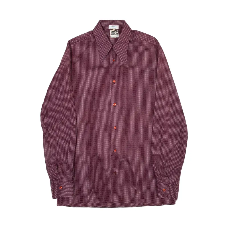 MR X Shirt Maroon Spotted Long Sleeve Mens S