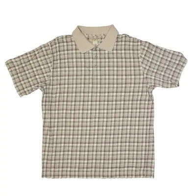 MUNSINGWEAR Golf Polo Shirt Beige Check Short Sleeve Mens L