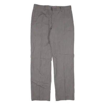 TED BAKER Pinstripe Pleated Trousers Grey Regular Straight Mens W31 L29
