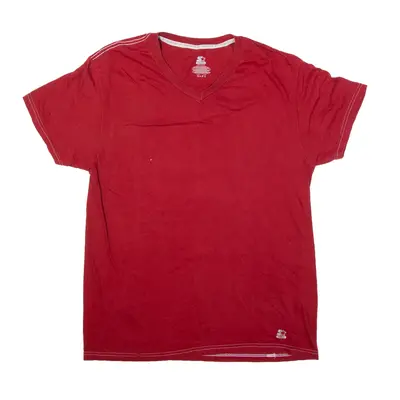 STARTER T-Shirt Red V-Neck Short Sleeve Womens XL