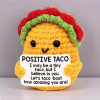 Positive Crochet Taco Design Ornament, Cute Handmade Crochet Figure Beanie Taco Emotional Inspirational Support Birthday Gift...