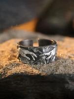 Vintage Hand Design Cuff Ring, Punk Style Adjustable Ring for Men, Fashion Witchy Jewelry for Party, Daily Decor, Trendy All-...