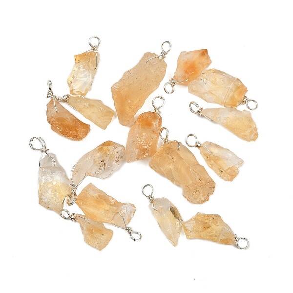 16Pcs Rough Raw Natural Citrine Pendants