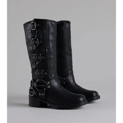 Totally Edgy Buckled Square Toe Boots