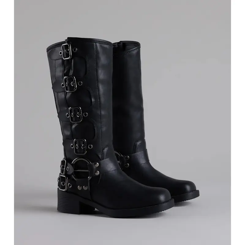 Totally Edgy Buckled Square Toe Boots