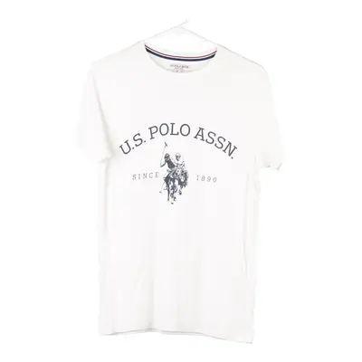 Us Polo Assn Spellout T-Shirt - Small White Cotton