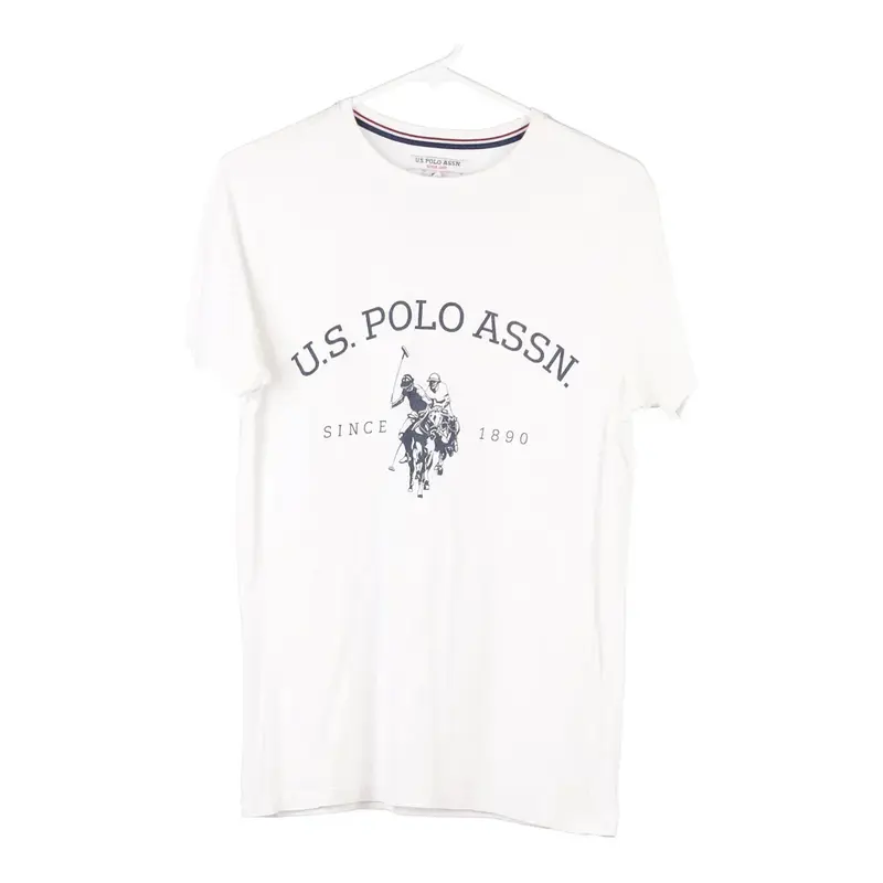 Us Polo Assn Spellout T-Shirt - Small White Cotton